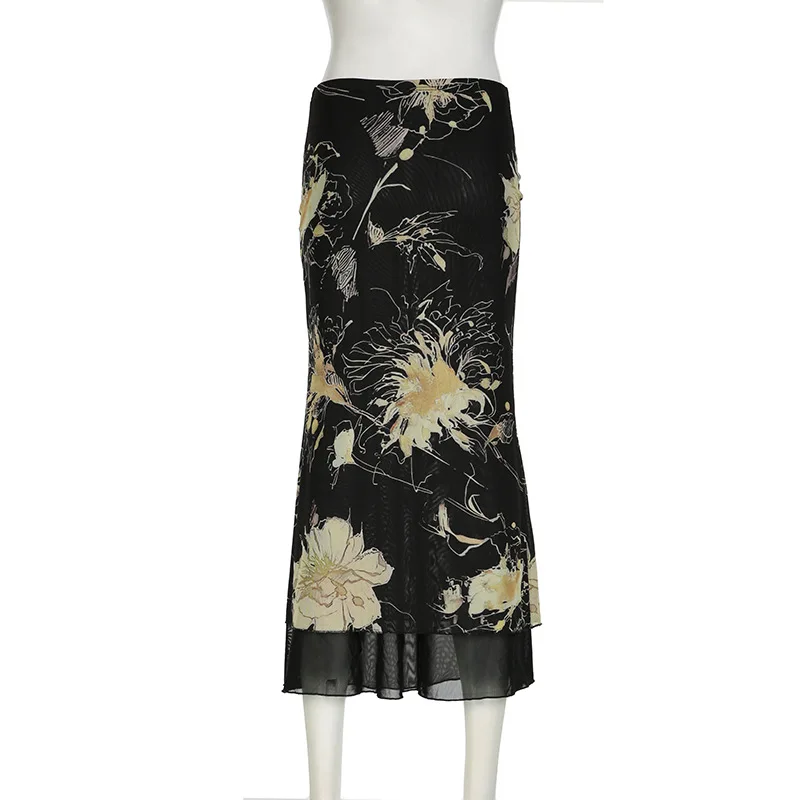 Dark Mori Girl Floral Embroidered Maxi Skirt - 4 Dark Mori Girl Floral Embroidered Maxi Skirt - 4