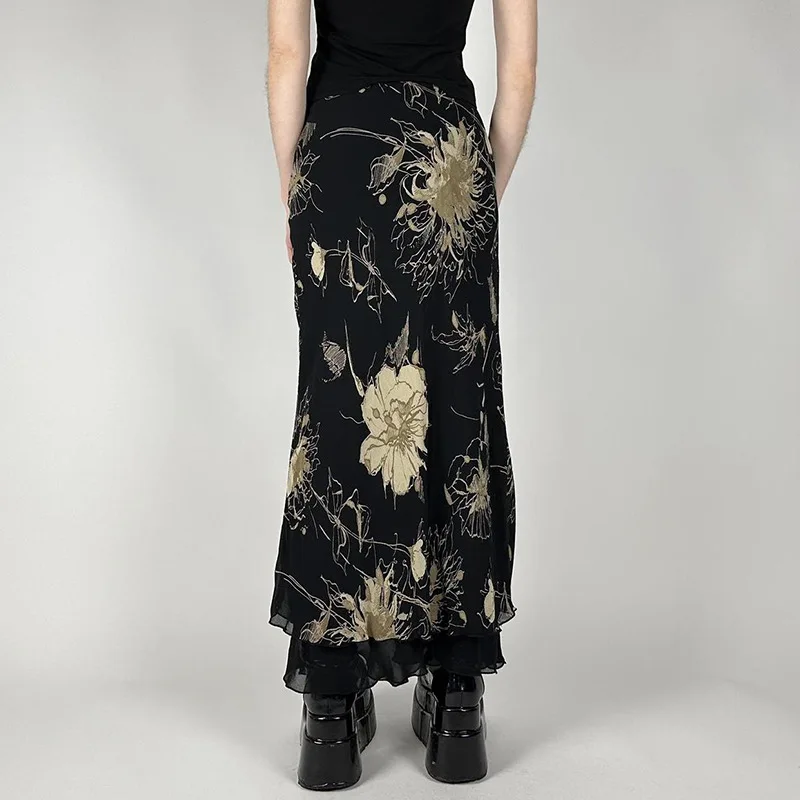 Dark Mori Girl Floral Embroidered Maxi Skirt - 15 Dark Mori Girl Floral Embroidered Maxi Skirt - 15