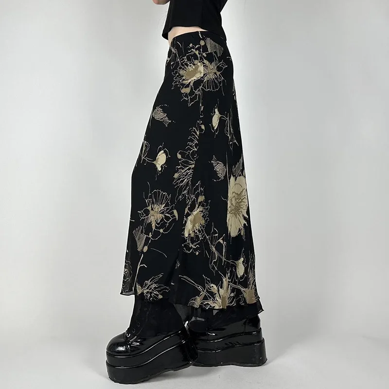 Dark Mori Girl Floral Embroidered Maxi Skirt - 17 Dark Mori Girl Floral Embroidered Maxi Skirt - 17