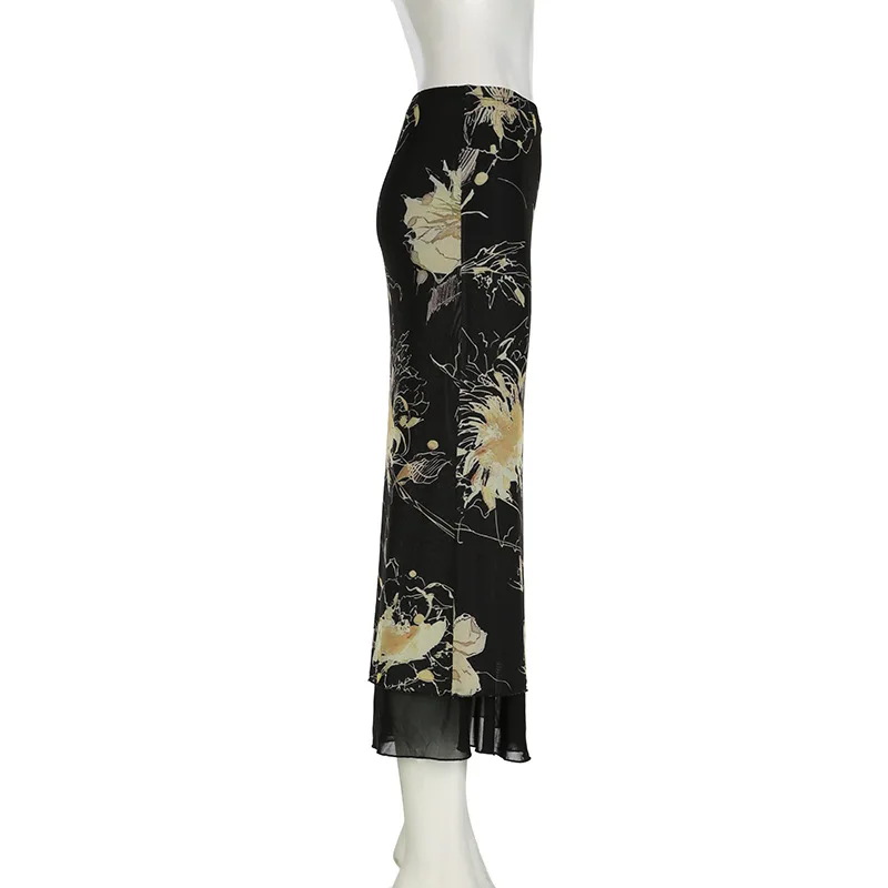 Dark Mori Girl Floral Embroidered Maxi Skirt - 3 Dark Mori Girl Floral Embroidered Maxi Skirt - 3