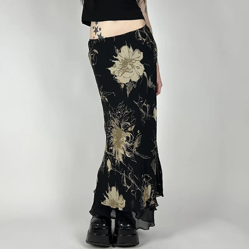 Dark Mori Girl Floral Embroidered Maxi Skirt - 16 Dark Mori Girl Floral Embroidered Maxi Skirt - 16