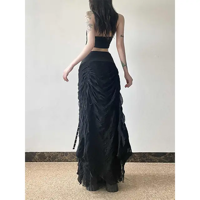 Gothic Punk Asymmetrical Layered High-Slit Skirt - 3 Gothic Punk Asymmetrical Layered High-Slit Skirt - 3