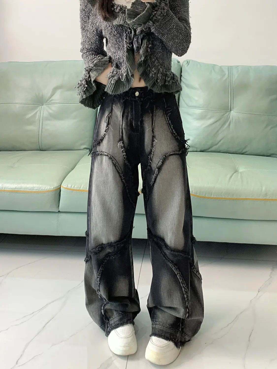 Deconstructed Cyberpunk Baggy Patchwork Jeans - 9 Deconstructed Cyberpunk Baggy Patchwork Jeans - 9