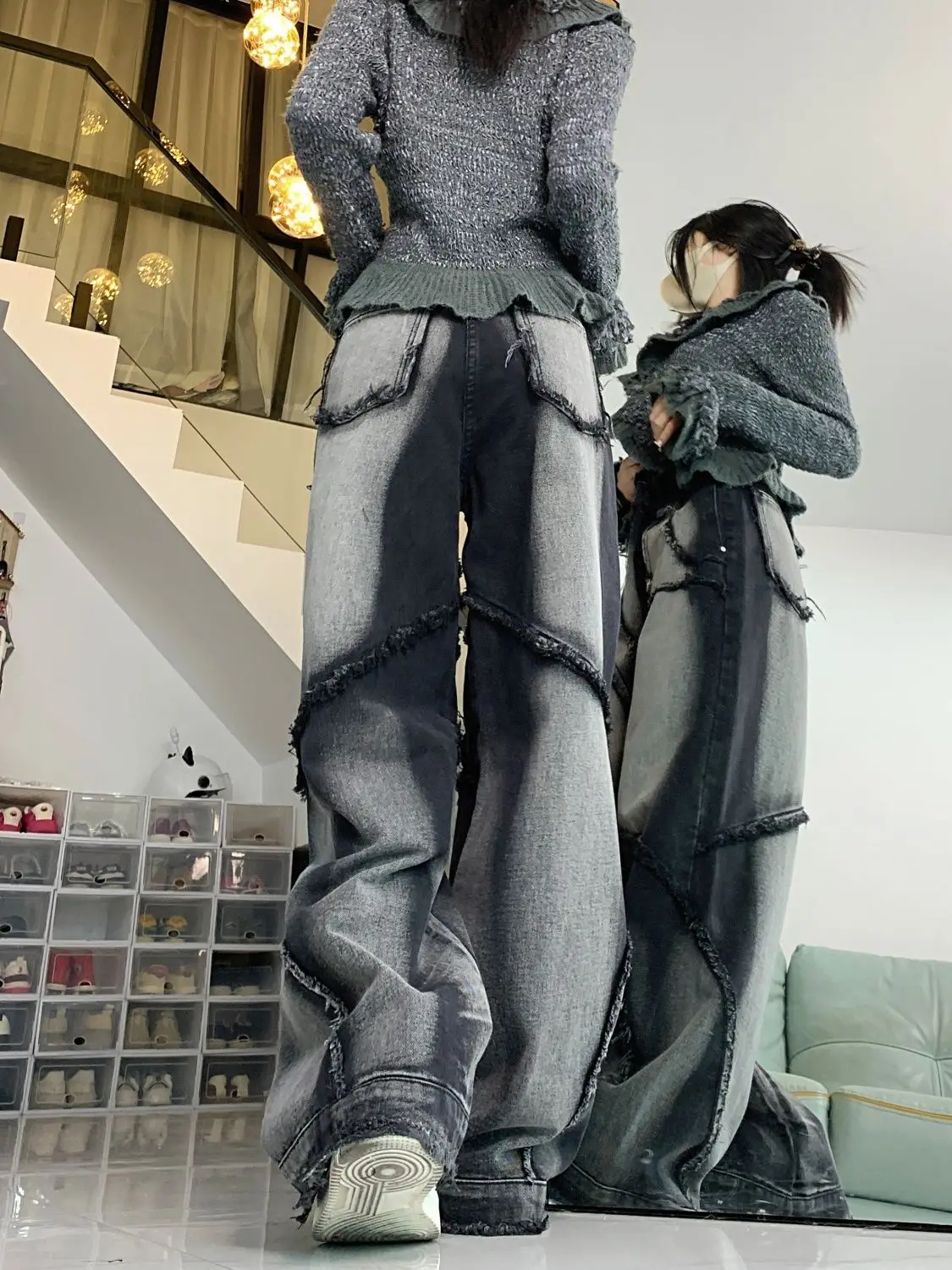 Deconstructed Cyberpunk Baggy Patchwork Jeans - 6 Deconstructed Cyberpunk Baggy Patchwork Jeans - 6
