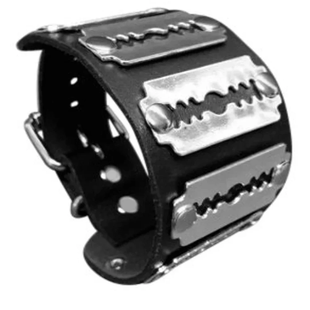 Punk Industrial Razor Blade Cuff Bracelet - 5 Punk Industrial Razor Blade Cuff Bracelet - 5