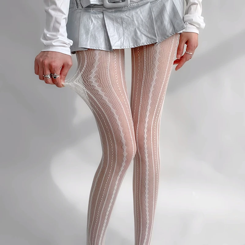Punk Steampunk Strap-Adorned Fishnet Tights - 9 Punk Steampunk Strap-Adorned Fishnet Tights - 9
