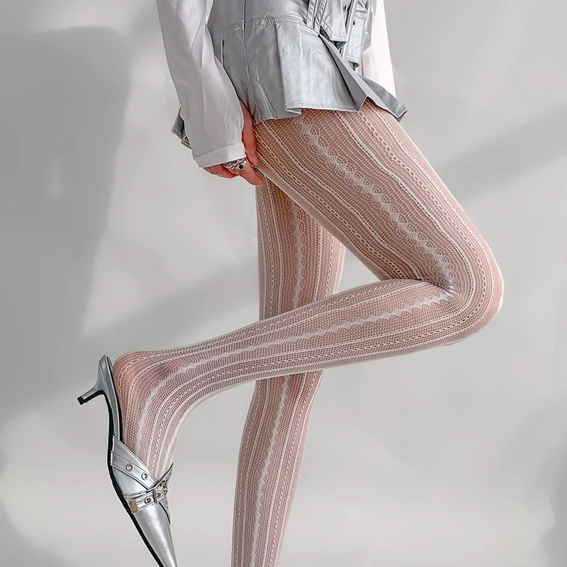 Punk Steampunk Strap-Adorned Fishnet Tights - 8 Punk Steampunk Strap-Adorned Fishnet Tights - 8