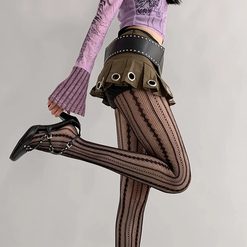 Punk Steampunk Strap-Adorned Fishnet Tights - 2 Punk Steampunk Strap-Adorned Fishnet Tights - 2