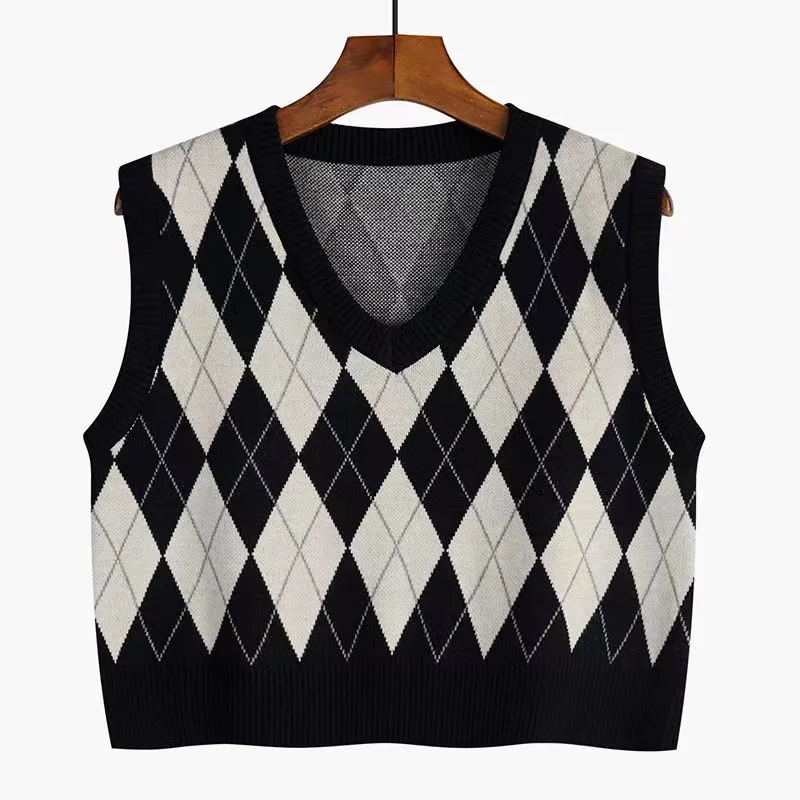 Dark Academia Argyle Knitted Vest - 5 Dark Academia Argyle Knitted Vest - 5