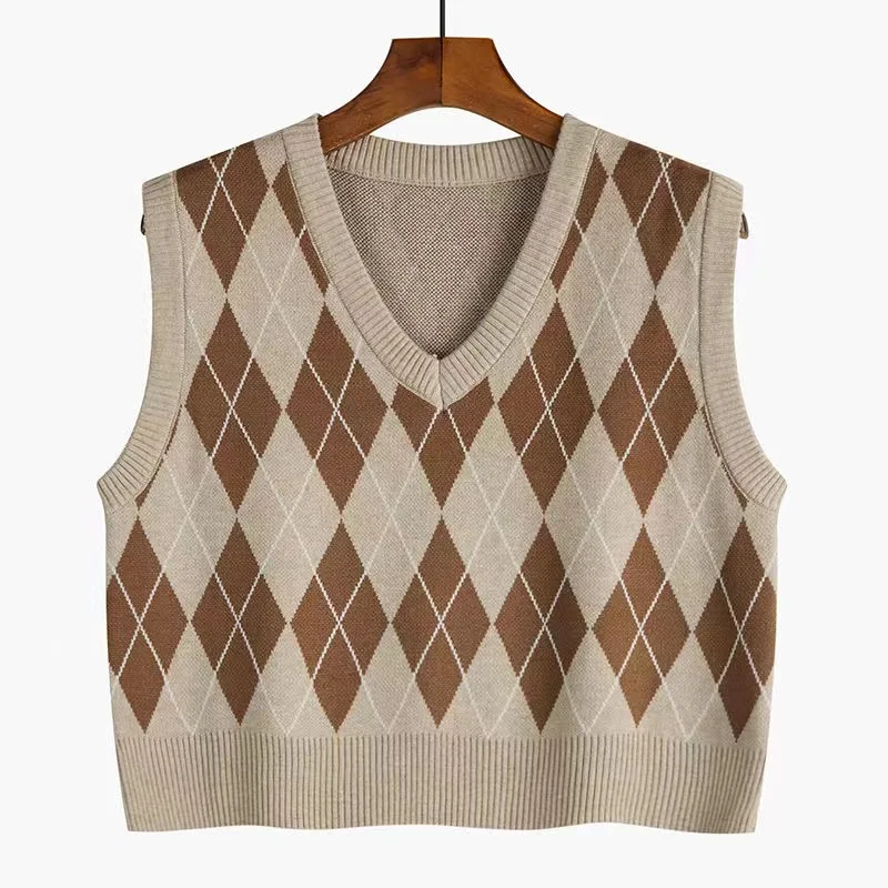 Dark Academia Argyle Knitted Vest - 7 Dark Academia Argyle Knitted Vest - 7