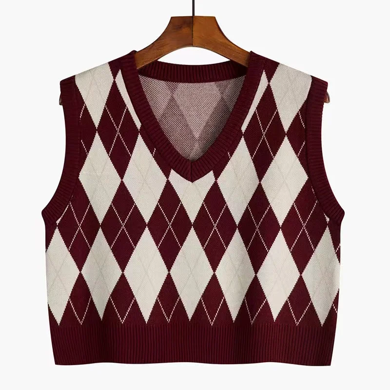 Dark Academia Argyle Knitted Vest - 6 Dark Academia Argyle Knitted Vest - 6