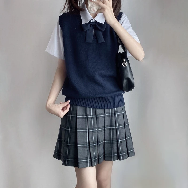 Preppy Kawaii Schoolgirl Knitted Vest and Pleated Skirt Set - 7 Preppy Kawaii Schoolgirl Knitted Vest and Pleated Skirt Set - 7