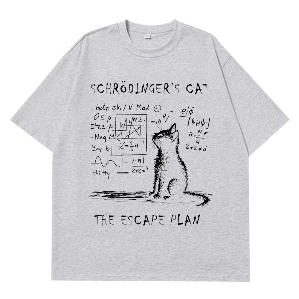Nerdy Dark Academia Schrödinger's Cat Graphic Tee - 4 Nerdy Dark Academia Schrödinger's Cat Graphic Tee - 4